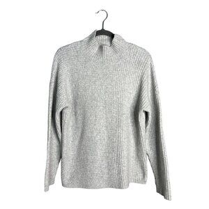 NWOT August 1 Eight Mockneck Ribbed Pullover Sweater Gray XS Relaxed Boxy